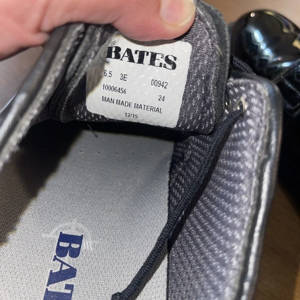 Bates High Gloss Oxford Shoes Men 6.5 3E‎ Black Shine Military Wedding Formal